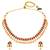 Gold plated faux ruby faux emerald studded necklace earrings set jewellery for women