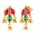 Gold plated faux ruby faux emerald studded necklace earrings set jewellery for women