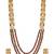Gold plated faux ruby cz & beads studded long necklace earrings set jewellery for women