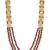Gold plated faux ruby cz & beads studded long necklace earrings set jewellery for women