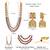 Gold plated faux ruby cz & beads studded long necklace earrings set jewellery for women