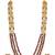 Gold plated faux ruby cz & beads studded long necklace earrings set jewellery for women