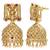 Gold plated faux ruby cz & beads studded long necklace earrings set jewellery for women