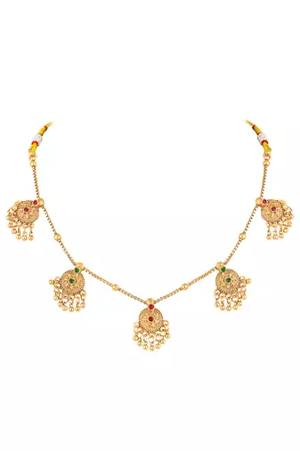Gold plated faux ruby faux emerald studded necklace earrings set jewellery gift for women