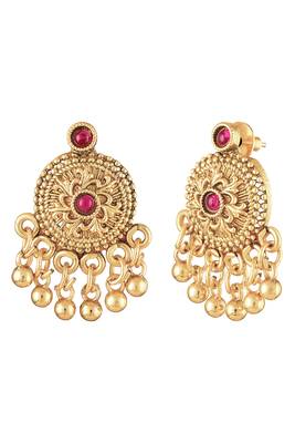 Gold plated faux ruby faux emerald studded necklace earrings set jewellery gift for women 5