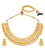 Gold plated lakshmi mofit necklace earrings set ethnic temple jewellery gift for women & girls