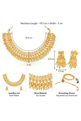 Gold plated lakshmi mofit necklace earrings set ethnic temple jewellery gift for women & girls 3