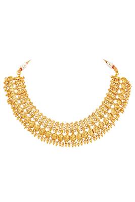 Gold plated lakshmi mofit necklace earrings set ethnic temple jewellery gift for women & girls 4