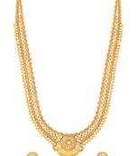 Gold plated ethnic long necklace earrings set traditional jewellery for women & girls
