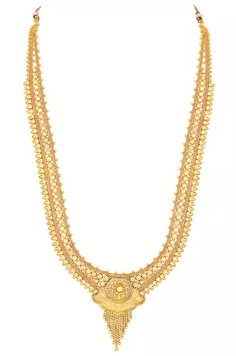 Gold plated ethnic long necklace earrings set traditional jewellery for women & girls