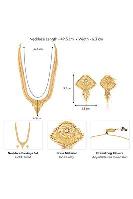 Gold plated ethnic long necklace earrings set traditional jewellery for women & girls 3