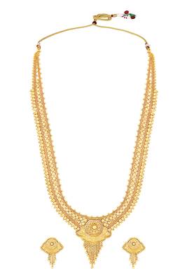 Gold plated ethnic long necklace earrings set traditional jewellery for women & girls 4