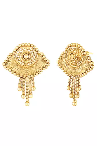 Gold plated ethnic long necklace earrings set traditional jewellery for women & girls