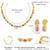 Gold plated faux ruby faux emerald & cz studded necklace earrings set jewellery for women