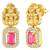 Gold plated faux ruby faux emerald & cz studded necklace earrings set jewellery for women