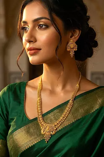 Long necklace earrings for women | gold plated | south indian traditional temple jewellery