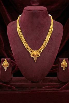 Long necklace earrings for women | gold plated | south indian traditional temple jewellery 2
