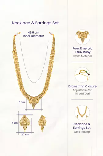 Long necklace earrings for women | gold plated | south indian traditional temple jewellery