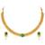 Gold plated faux emerald & pearl studded traditional necklace earrings set jewellery for women