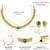 Gold plated faux emerald & pearl studded traditional necklace earrings set jewellery for women