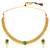 Gold plated faux emerald & pearl studded traditional necklace earrings set jewellery for women