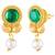 Gold plated faux emerald & pearl studded traditional necklace earrings set jewellery for women