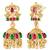 Gold plated faux ruby faux emerald studded necklace earrings set jewellery gift for women