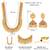 Gold plated faux ruby faux emerald studded long necklace earrings set jewellery for women
