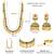 Gold plated faux ruby faux emerald studded long necklace earrings set jewellery gift for women