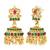 Gold plated faux ruby faux emerald studded long necklace earrings set jewellery gift for women