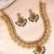 Gold plated faux ruby faux emerald & beads studded long necklace earrings set jewellery