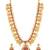 Gold plated faux ruby faux emerald & beads studded long necklace earrings set jewellery