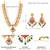 Gold plated faux ruby faux emerald & beads studded long necklace earrings set jewellery