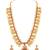 Gold plated faux ruby faux emerald & beads studded long necklace earrings set jewellery