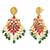 Gold plated faux ruby faux emerald & beads studded long necklace earrings set jewellery