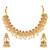 Gold plated faux ruby faux emerald & lariya studded necklace earrings set jewellery for women