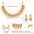 Gold plated faux ruby faux emerald & lariya studded necklace earrings set jewellery for women
