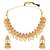 Gold plated faux ruby faux emerald & lariya studded necklace earrings set jewellery for women