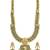 Gold plated faux emerald studded traditional long necklace earrings set jewellery for women