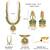 Gold plated faux emerald studded traditional long necklace earrings set jewellery for women