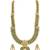 Gold plated faux emerald studded traditional long necklace earrings set jewellery for women