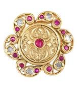 Gold plated faux ruby faux emerald & beads studded long necklace earrings set jewellery