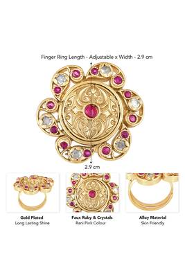 Gold plated faux ruby faux emerald & beads studded long necklace earrings set jewellery 3