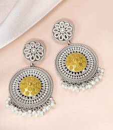 Oxidized silver gold plated lariya studded dangle earrings fashion jewellery for women & girls