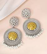 Oxidized silver gold plated lariya studded dangle earrings fashion jewellery for women & girls