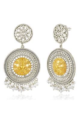 Oxidized silver gold plated lariya studded dangle earrings fashion jewellery for women & girls 2