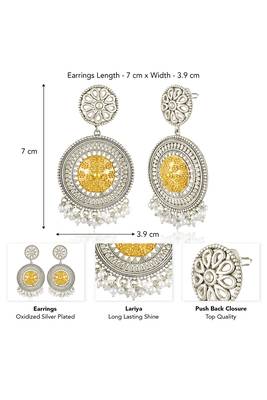 Oxidized silver gold plated lariya studded dangle earrings fashion jewellery for women & girls 4