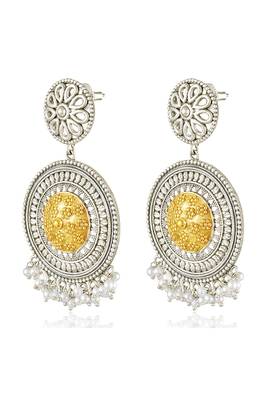 Oxidized silver gold plated lariya studded dangle earrings fashion jewellery for women & girls 5