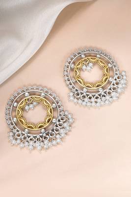 Oxidized silver gold plated lariya studded dangle earrings fashion jewellery gift for women 1