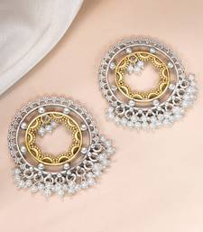 Oxidized silver gold plated lariya studded dangle earrings fashion jewellery gift for women